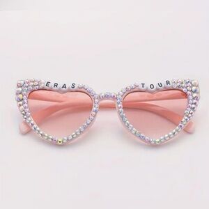 New! Taylor Swift Eras Tour Rhinestone Bejeweled Heart Sunglasses